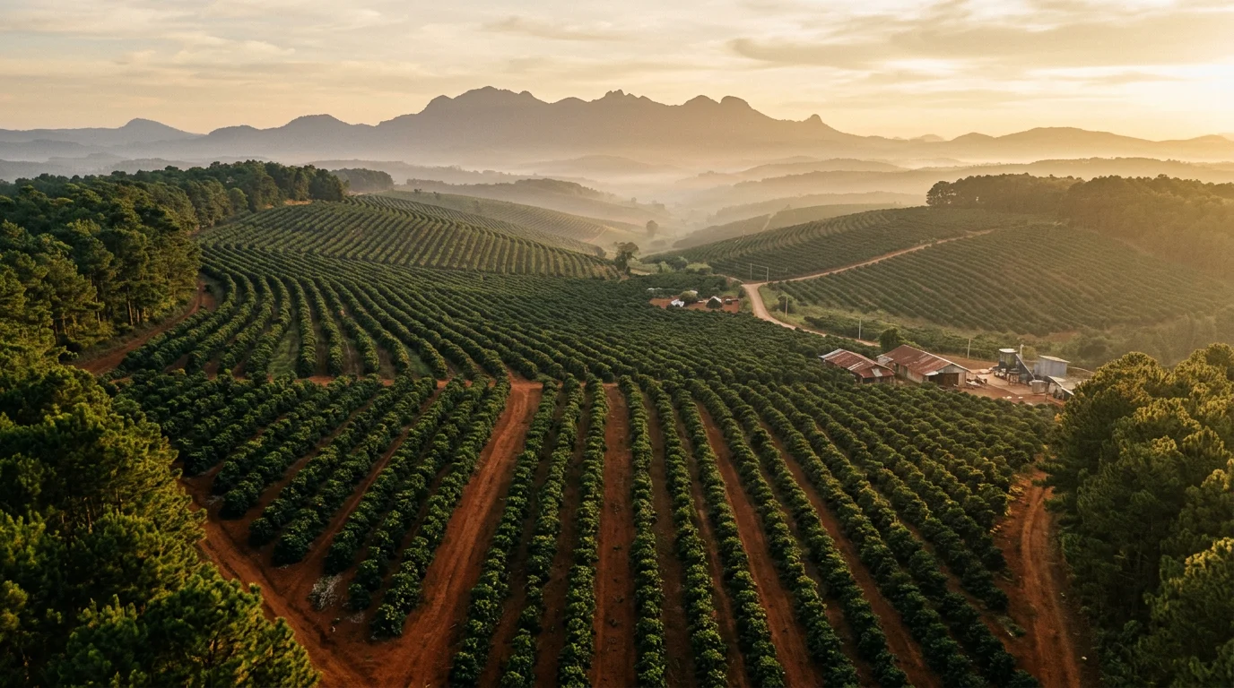 Coffee plantation rows in Lâm Đồng